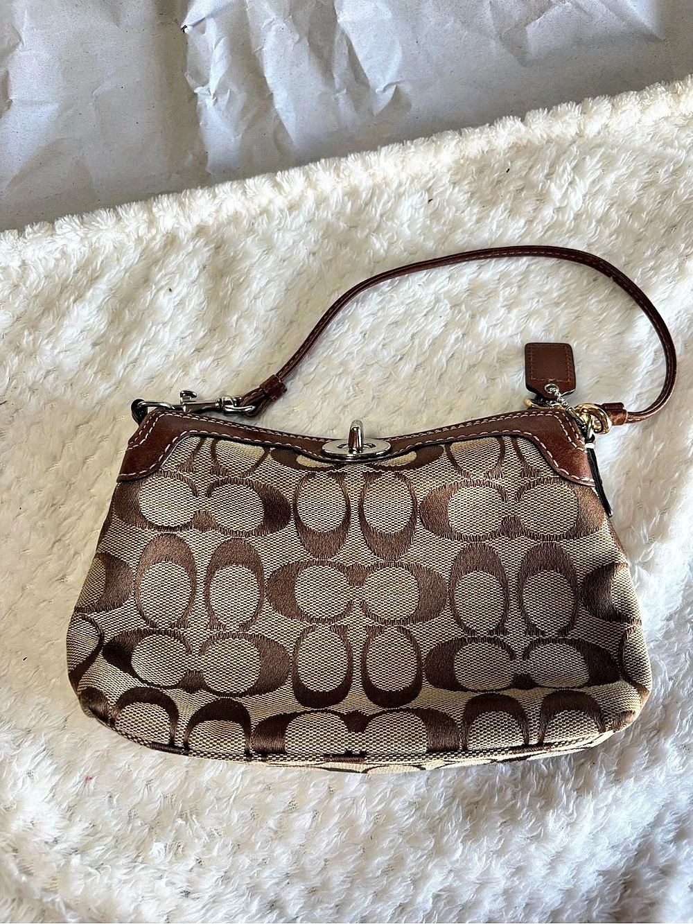 Coach Signature Brown & Tan Shoulder Bag